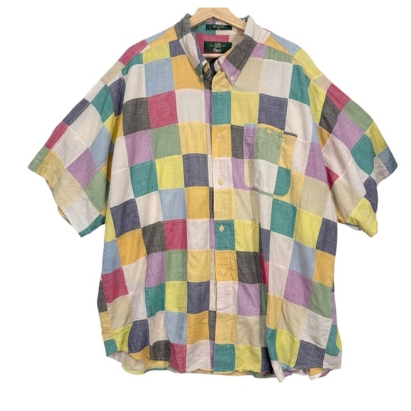 Orvis Patchwork Button Up Short Sleeve Shirt Size XXL - Picture 1 of 9